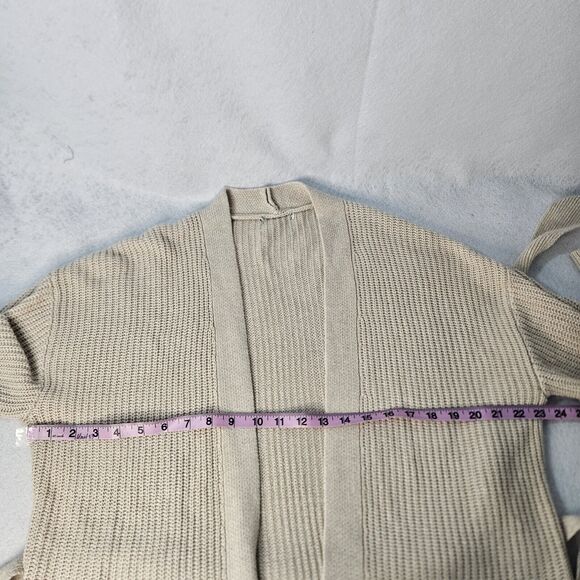 Beige Balloon Sleeve Cardigan Knit Sweater Balloon Sleeve - Picture 5 of 6